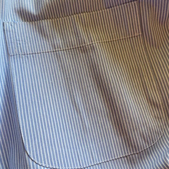 ALFANI * BLUE WHITE Stripe DRESS SHIRT * cufflinks * Chest Pocket * 16.5 * 32-33 - Picture 6 of 11